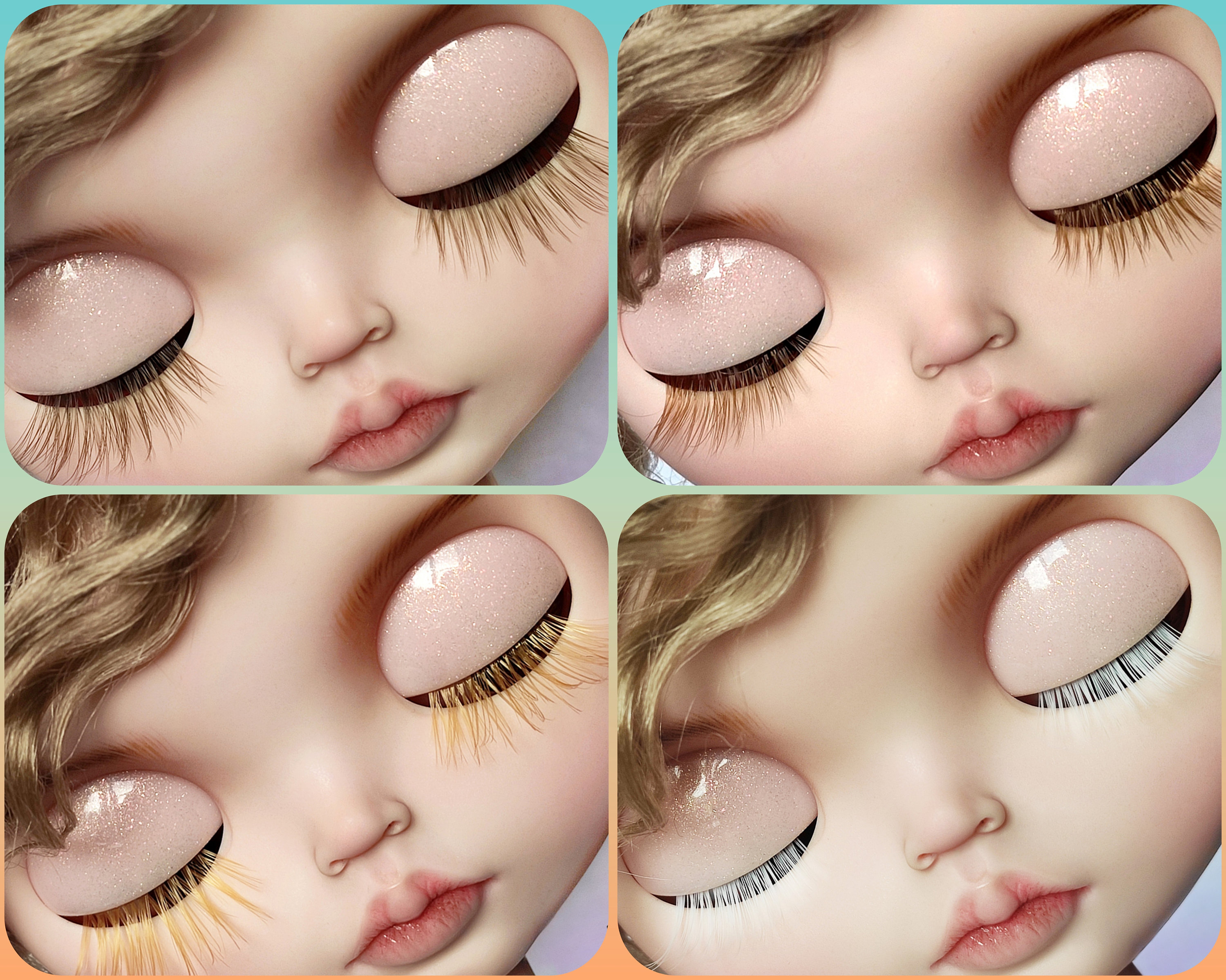 Doll Eyelashes, Carrot Red Lashes, Ginger, Redhead, 1 Inch, Blythe