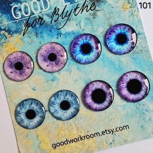 101 ONE pair or FOUR pairs purple blue eye chips for Blythe Thin Glass Neo Blythe boll eyechips Eyes set