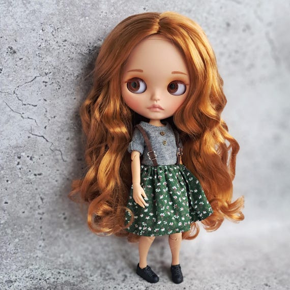 BL-08 Blythe doll, Gift for girls, Children gift, Blythe doll custom, doll in clothes and shoes, ginger wavy hair Blythe doll