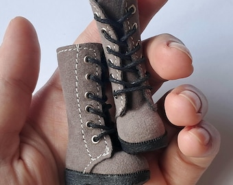 B03 DARK GRAY suede Blythe doll high shoes Blythe doll high boots ob24 ob22 Obitsu Monst doll shoes