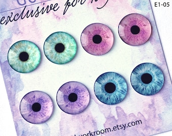 E1-05 UNIQUE One pair or Four Pairs PURPLE Pink green eye chips for Blythe Thin Glass Blythe Doll Eyechips Eyes Set for Albino Blythe