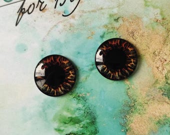 BR-19 ONE Pair BROWN eye chips for Blythe, Thin Glass Blythe Doll Eyechips