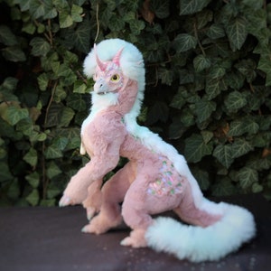 CRYSTAL ROSE Art Doll Dragon sculpture OOAK, poseable art doll Fantasy artdoll Ready to ship