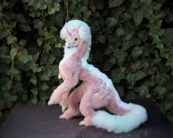 CRYSTAL ROSE Art Doll Dragon sculpture OOAK, poseable art doll Fantasy artdoll Ready to ship