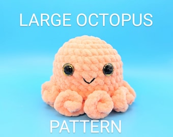 Large Octopus Crochet Pattern Amigurumi Toy Sea Animal Instant Digital Download PDF Tutorial DIY Cute Octo Family Soft  Kid Toys Plushie