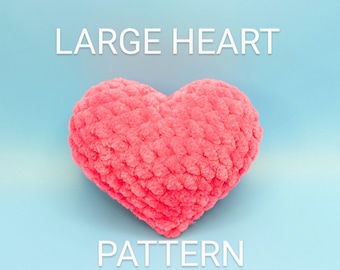Large Heart Crochet Pattern Amigurumi Instant Digital Download PDF Tutorial DIY Plush Soft Kid Stuffed Toy Plushie Chenille Child