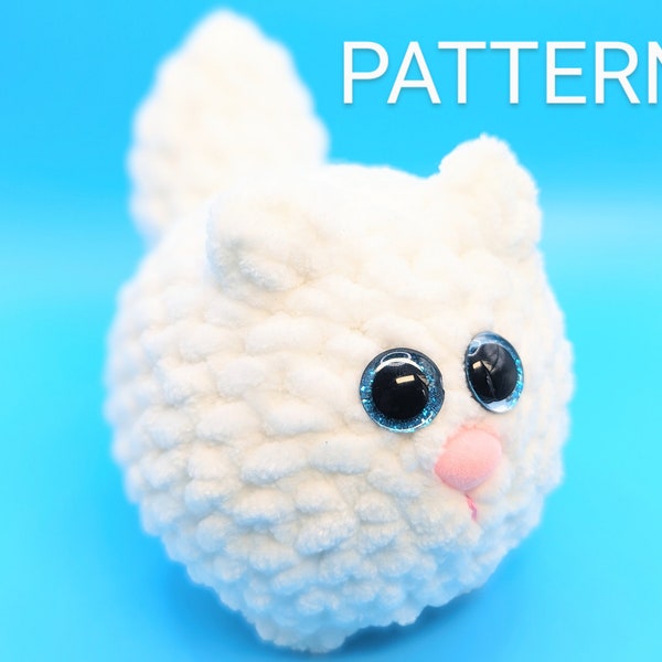 Cat Crochet Pattern Amigurumi Toy Animal Kitten Kitty Pet White Instant Digital Download PDF  Tutorial DIY Chubby Fat Cute Plush Soft Toys