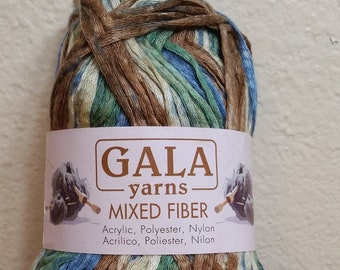 Gala Yarns Mixed Fiber Skein: Blue, Green, Brown (1.76oz/50g)