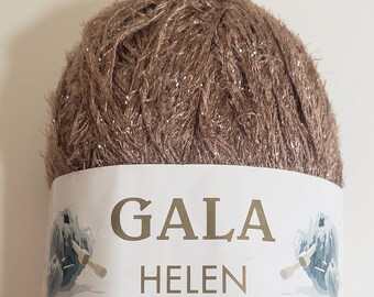 Dark Beige Eyelash Yarn with Sparkle - Bulky 5
