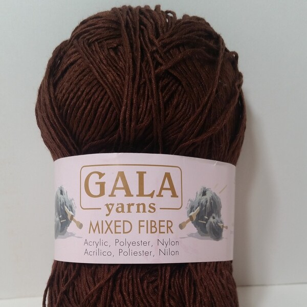 1 Skein of Gala Yarns Mixed Fiber Chocolate Brown ( Label says 1.76oz/50g, but is Actually 3.8oz), 0 Lace