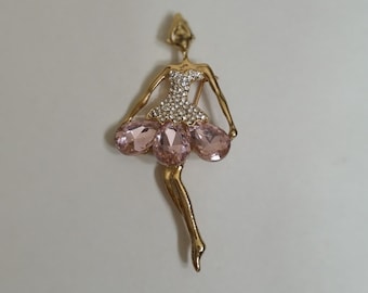 Broche Vintage Danseuse Métal Doré Années 80 - Occasion, Alliage, Sans Marque