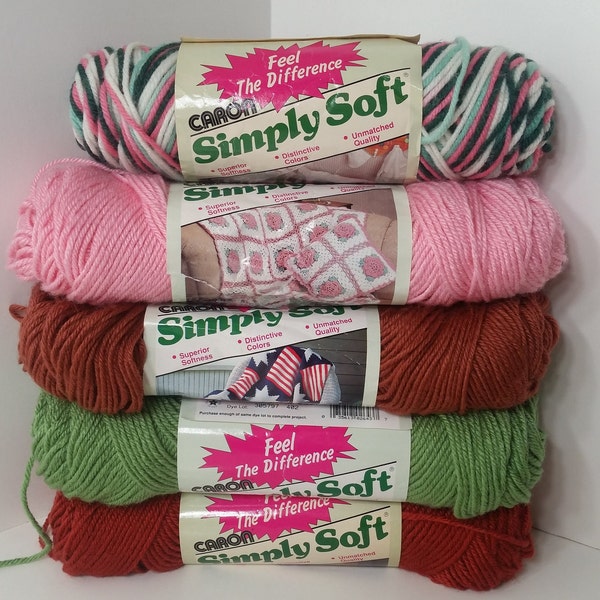 1 Skein ( 17 Skeins Available from 5 Colors) Caron Simply Soft Yarn, 2.5oz or 3oz, Medium 4, Machine Wash and Dry