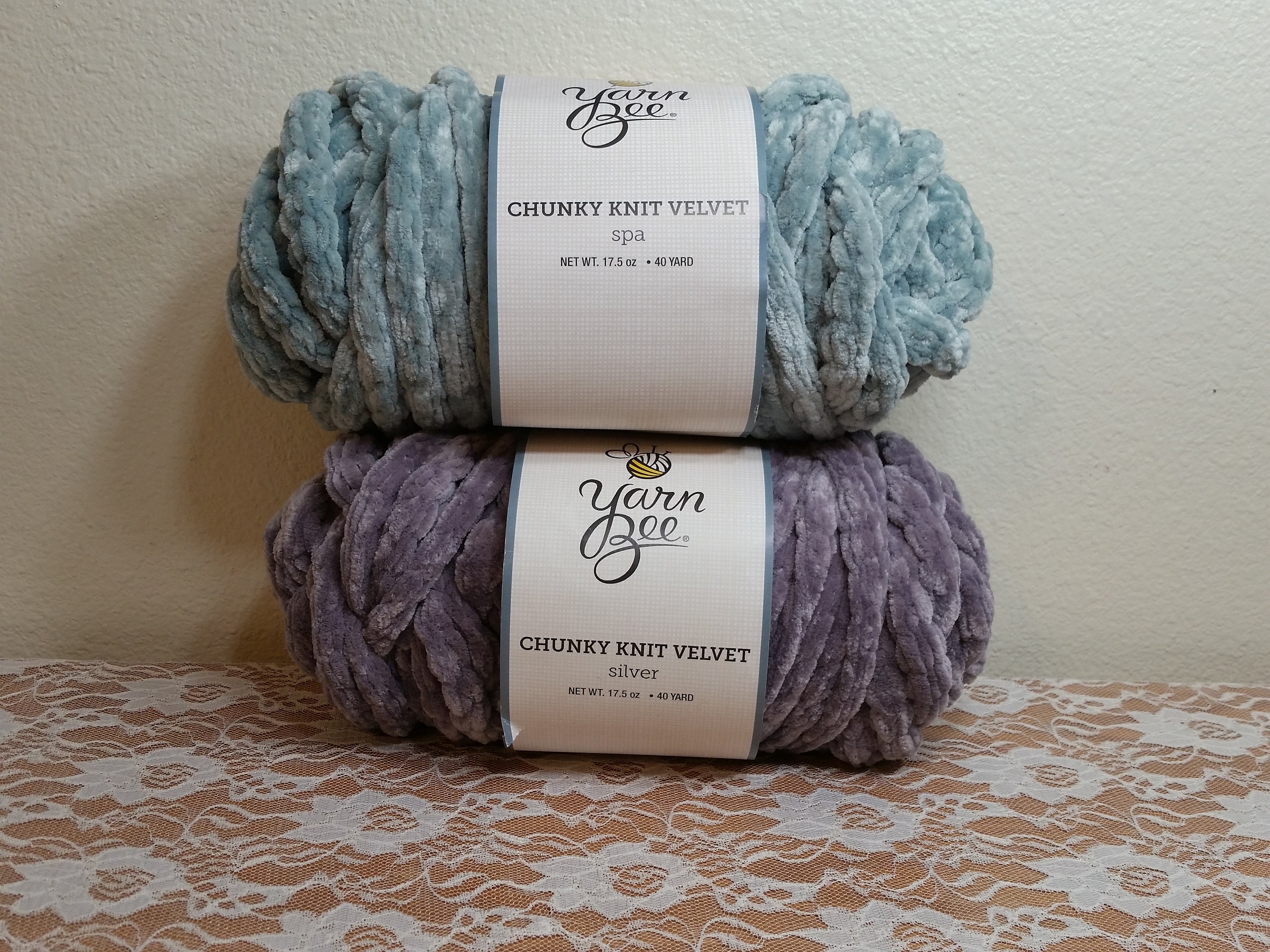 1 Skein Price Yarn Bee Chunky Knit Velvet Yarn, Only Silver 1 Skein Price Yarn Bee Chunky Knit Velvet Yarn, Only Silver