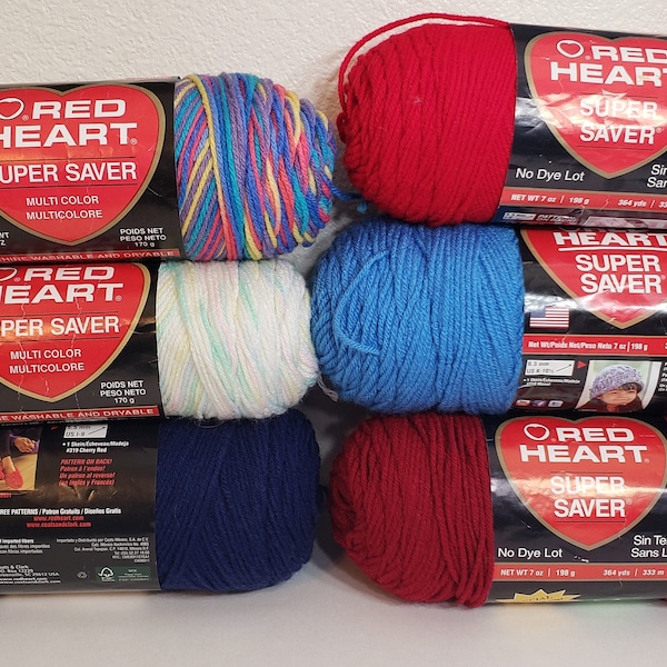 1 Skein (5 available in 2 Colors) Red Heart Super Saver Yarn, No Dye Lots, 3-7oz/85-198g, 100% Acrylic, Mach Wash/Dry