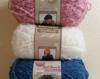 1 Skein 24 Full Skeins and 1 Partial Rewrapped Skein From 3 Colors Bernat Soft  Boucle Yarn, No Dye Lot, Textured Yarn 