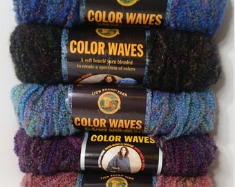 1 Skein ( 3 Skeins from 1 Color Available) Lion Brand Color Waves, 3oz/85g, 125y/113m, Bulky 5, Machine wash/Dry