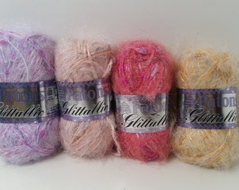 1 Skein (45 Skeins Available from 3 Colors) Patons Glittallic Yarn, 1.75oz/50g, approx 61y/55m, Bulky 5