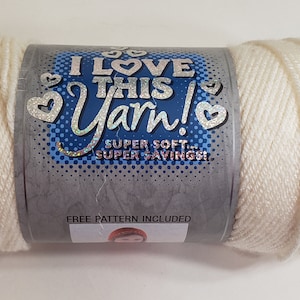 I Love This Yarn, Ivory (1 Partial Skein), Medium 4, 100% Acrylic
