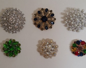 1 Jeweled Button ( 6 Designs Available), Rhinestone Buttons; No Return