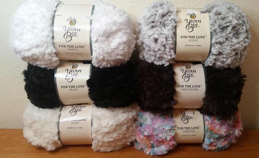 1 Skein 11 Skeins Available in Black Yarn Bee Fur the Love Yarn, 7oz