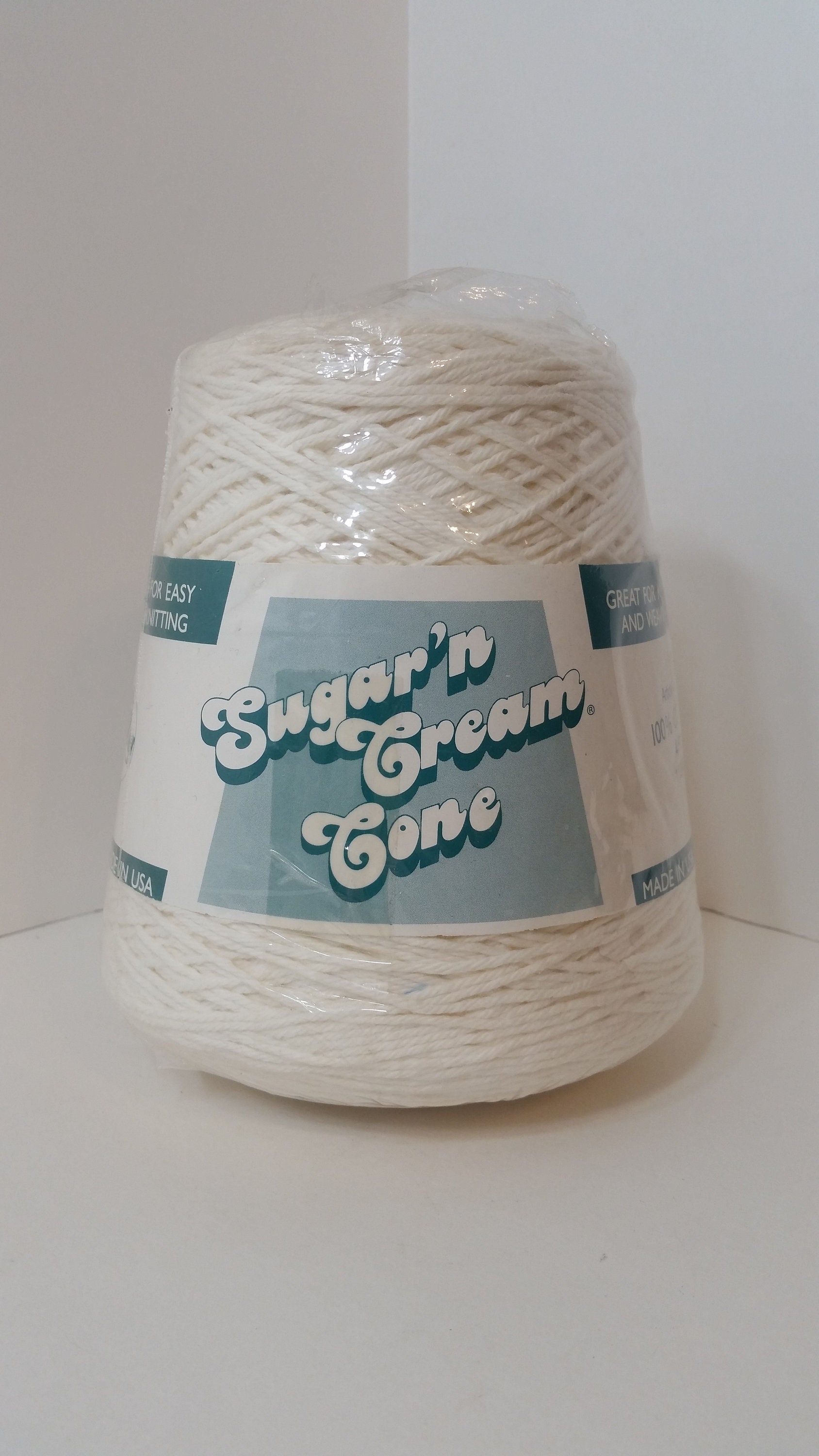  Lily Sugar'n Cream Cotton Cone Yarn, 14 oz, Soft Ecru, 1 Cone