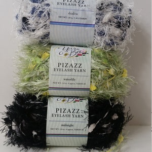 Pizazz Eyelash Yarn Bee: Waterlily, Shadow, Midnight