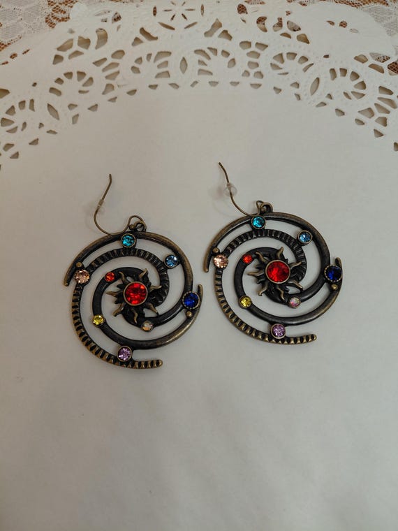 Boucles D'oreilles Pierres Et Strass Noir/blanc - Métal Doré Sans Nickel, Neuves Avec étiquettes