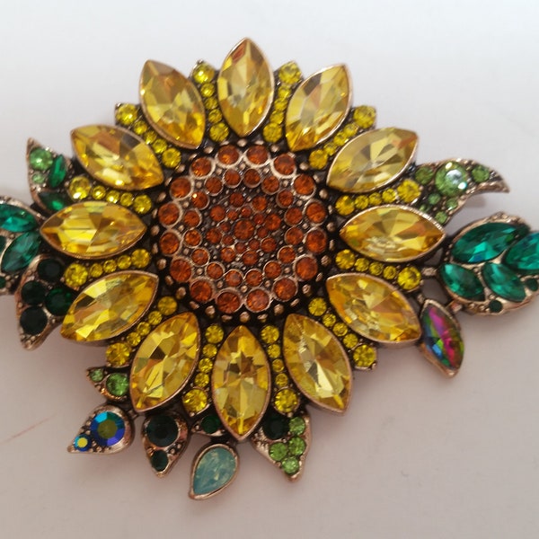 Sunflower Brooch Etsy