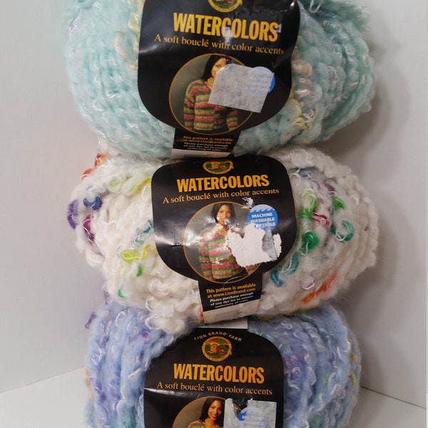1 Skein (9 Skeins Available in Aqua, many disheveled) Lion Brand Watercolors Yarn, 1.75oz/50g, 55y/50m, Machine Wash and Dry