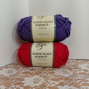 Scrub-Ology Scrub it! Yarn, Fire Red orPurple,  3oz, Bulky 5