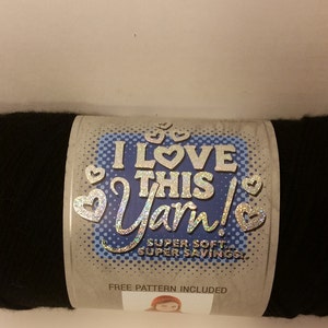 I Love This Yarn, Black, Acrylic, Medium 4, Machine Wash/Dry