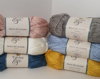 1 Skein (25 Skeins Available from 4 Colors) Yarn Bee Stitch 101 Acetate, 3.5oz/100g, 180y/165m, Medium 4, Machine Wash/Lay Flat to Dry