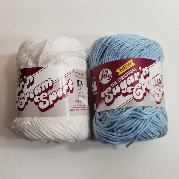 1 Skein (2 Skeins Available in Sky Blue) NEW Lily The Original Sugar n Cream SPORT, 100% Cotton, 1.75oz/50g, Machine Wash/Dry