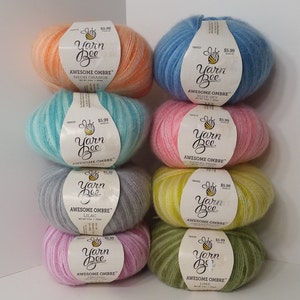 1 Skein (7 Colors Available) Yarn Bee Awesome Ombre, 3.5oz/100g, 435y/398m, Hand Wash/Lay Flat