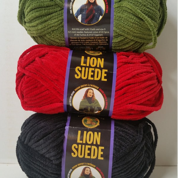 1 écheveau (5 olives, 56 écarlates, 0 écheveaux d'ébène disponibles) fil de suède de lion, 3 oz/85 g, 122 yds/110 m, volumineux 5