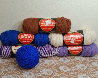 1 Skein ( Full/Partial Skeins Available from 4 Colors) vintage Red Heart Yarn, 1.0- 3.5oz, 4 Ply Worsted Weight, Acrylic, MW/D