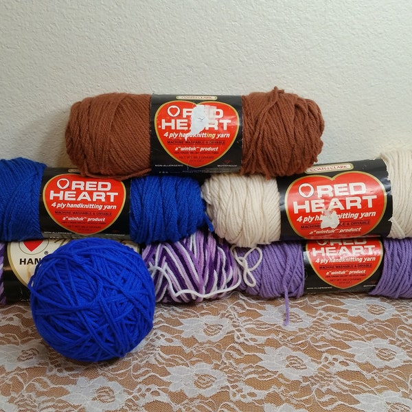 1 Skein ( Full/Partial Skeins Available from 4 Colors) vintage Red Heart Yarn, 1.0- 3.5oz, 4 Ply Worsted Weight, Acrylic, MW/D