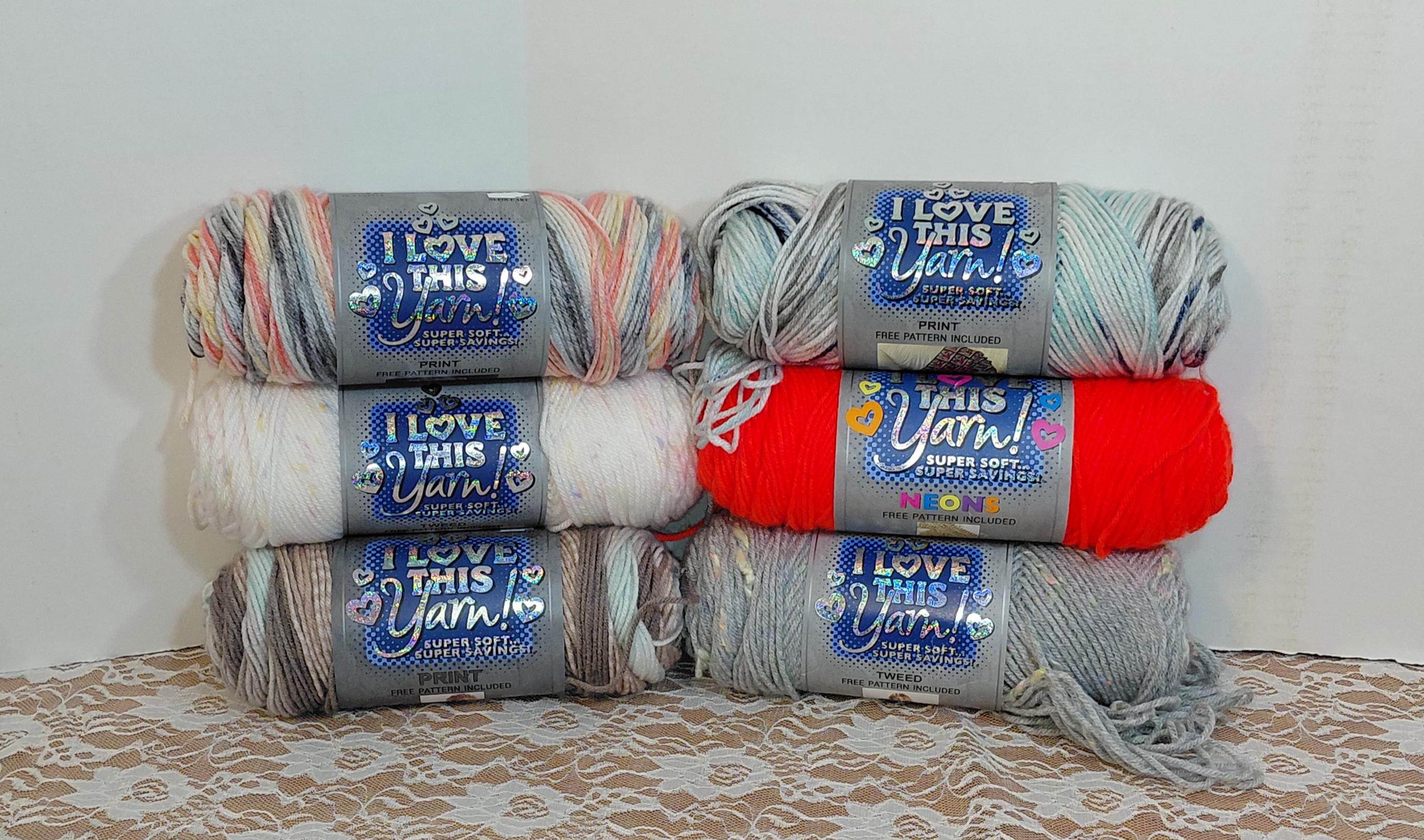 I Love This Yarn Print, Tweed, Neon; Acrylic, 5oz, 252yds, Medium