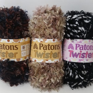 1 Skein ( 15 Total Skeins from 2 Colors) Patons Twister Yarn,  1.75oz/50g, 47y/43m, Super Bulky 6