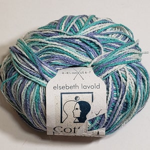 Elsebeth Lavold Cotton Frappe Yarn: Teal Green, Purple, Off White