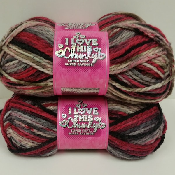 One Skein "I Love This Chunky" Yarn, Safari Trek, 3.5oz/100g, 109yds/100m, Bulky 5, Dye Lot 168592, Machine Wash/Dry