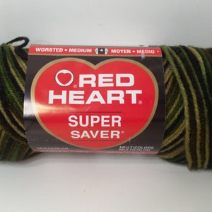 1 Strang (55 Stränge verfügbar, 7 Farblose) Red Heart Super Saver Garn, Camouflage, 5oz/141g, **244-278yds/223-254 m, Medium 4