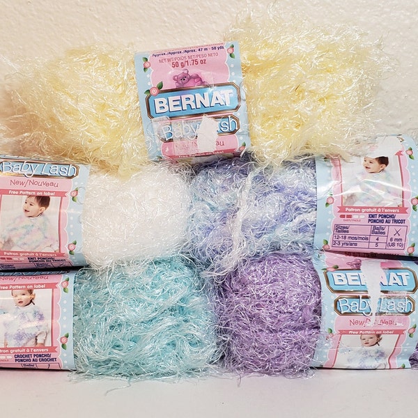 1 Skein (21 available in 5 colors) Bernat Baby Lash Soft Eyelash Yarn, 1.75oz/50g, 50y/47m, 70/30 Nylon/Acrylic Blend, Machine Wash/Dry