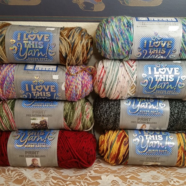 1 Skein I Love This Yarn Print, 3 Colors Available, 5oz/142g, 252yds/230m, Medium 4, 100% Acrylic, Machine Wash/Dry