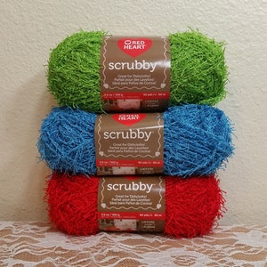 Red Heart Scrubby Yarn: Polyester Dishcloth Yarn (3.5oz/100g)