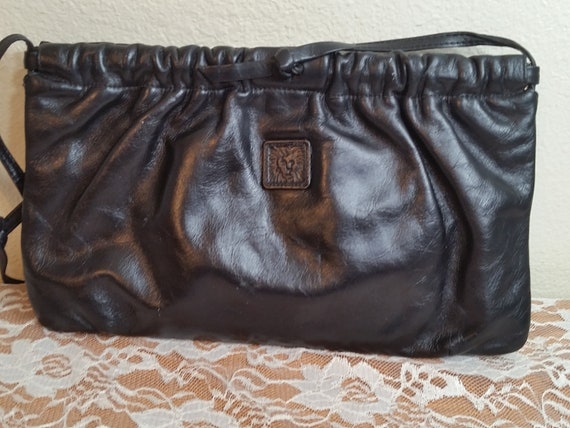 Vintage Anne Klein for Calderon Black Leather Han… - image 1