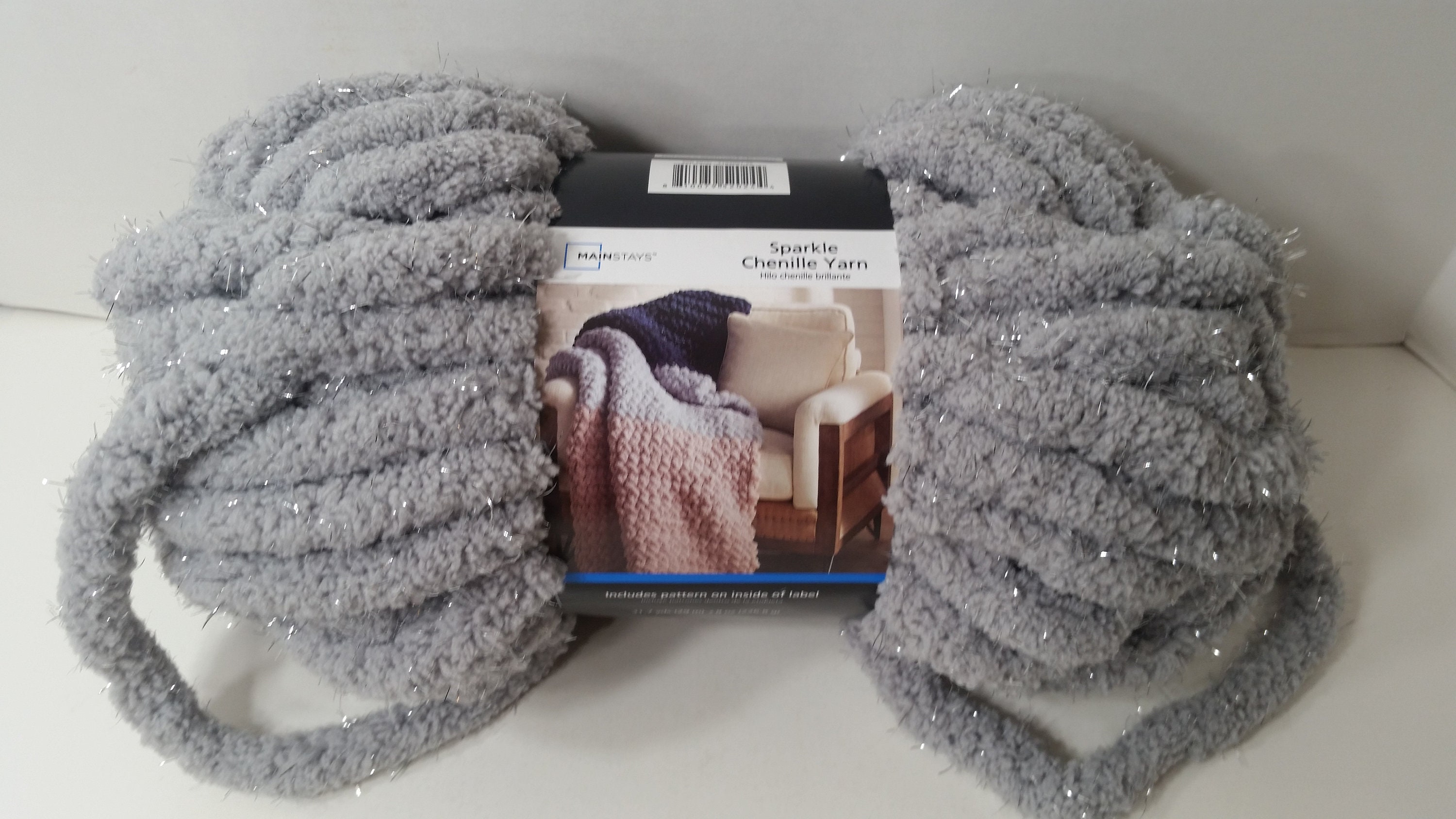 Mainstays Chunky Chenille Yarn, 31.7 yd, Ivory, 100% Polyester, Super Bulky,  Pack of 4 