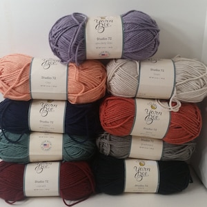 1 Skein (Skeins Available from 2 Colors, Many Disheveled) Yarn Bee Studio 72 Yarn, 3.5oz/100g, 145y/133m, Medium 4, Machine Wash/Dry