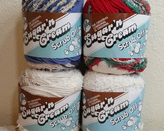 1 Skein Lily The Original Sugar n Cream Scrub Off Yarn, Several Colors, 2.6oz/75g, 106y/97m, Cotton, Medium 4