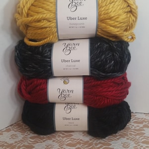 1 Skein Yarn Bee Uber Luxe Yarn, 3 Colors, 7oz/200g, 42yds/38m, Super Bulky 6,  Acrylic